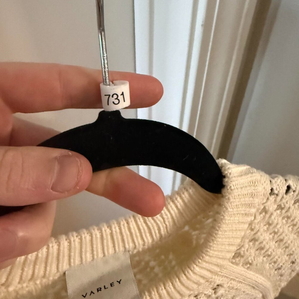 Varley Cream Open-Knit Short Sleeve Sweater - Picture 4 of 7